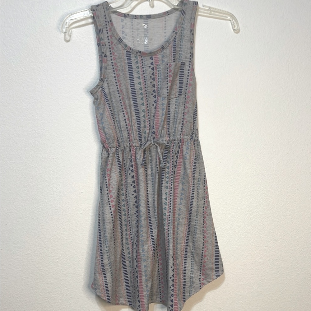 SO Gray and Pink Sleeveless Scoop Neck Sundress Size 7/8 EUC